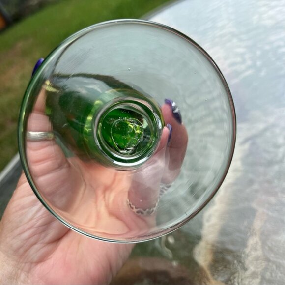 Murano Venetian Purple & Green Uranium Sommerso Glass Stem Vase Hand Blown - Picture 10 of 16